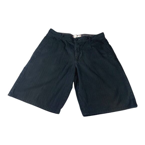 Ocean Pacific OP Men's Flat Front Black/ Gray Pinstripe Chino Cotton Shorts 34 - Picture 2 of 5